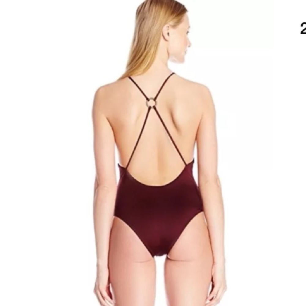 Dolce Vita Solid One Piece Cross Back Swimsuit - Picture 4 of 6
